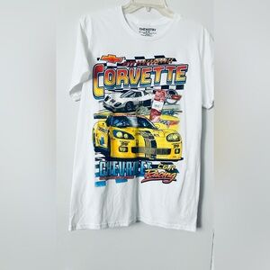 Chevrolet Racing Corvette White Graphic T-Shirt Size M New W/ Tags